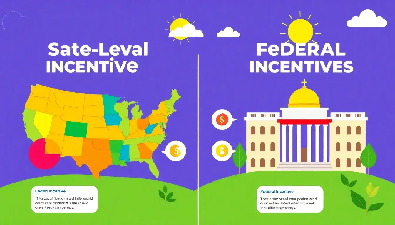 How do state-level solar incentives compare to federal incentives