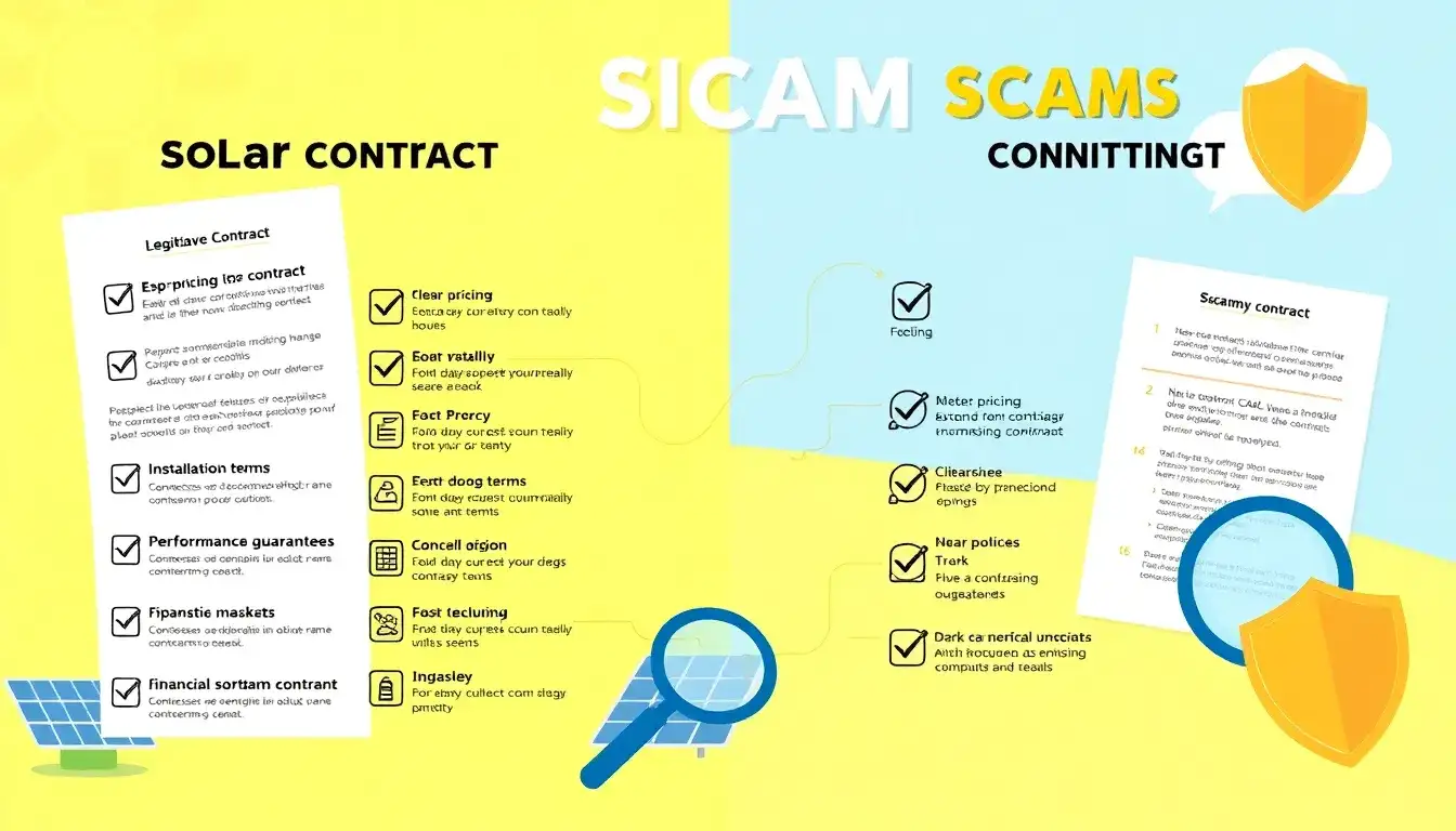 What should I look for in a solar contract to avoid scams