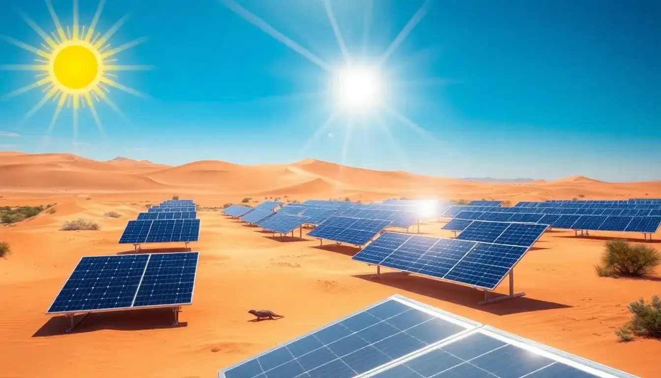 How do desert environments impact solar panel performance