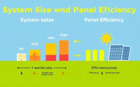 How do system size and panel efficiency impact the overall cost of solar panels