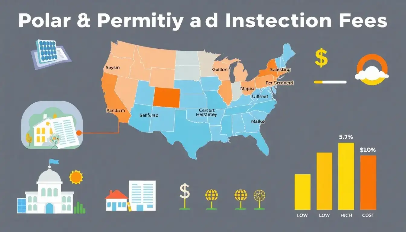 How do permitting and inspection fees vary by location and impact the solar panel cost