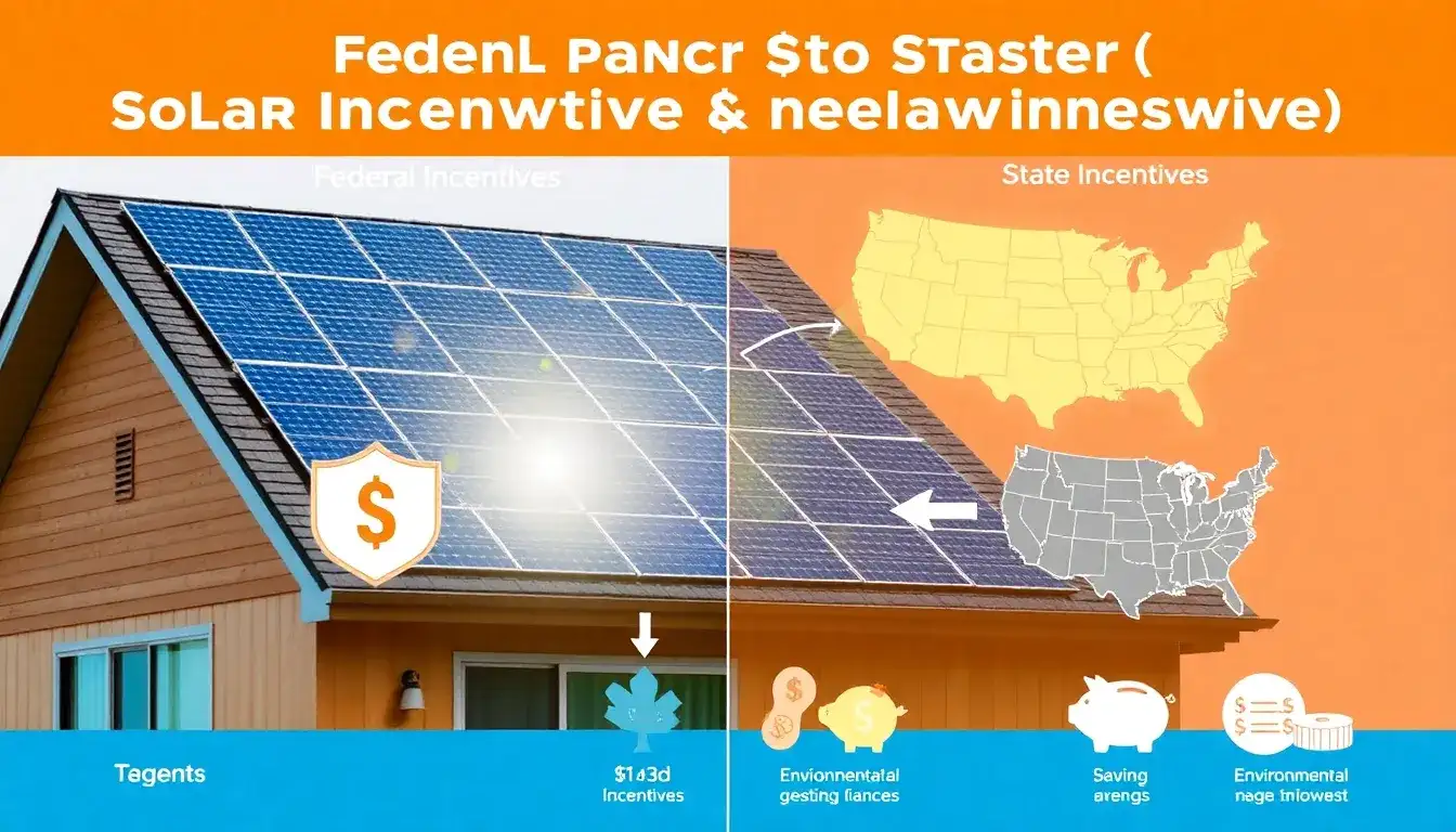 How do federal and state solar incentives combine for maximum savings