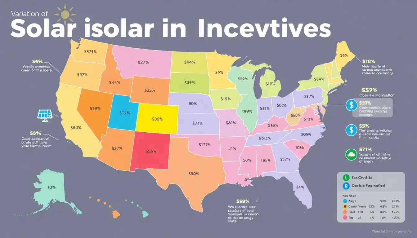 How do state-specific solar incentives vary across different regions