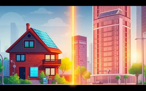 How does net metering differ between residential and commercial properties