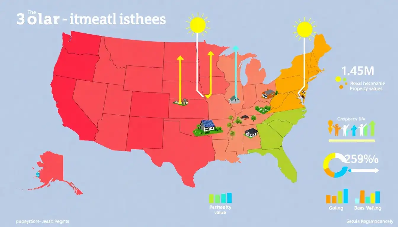 Are there any regions where solar installations have a greater impact on property value