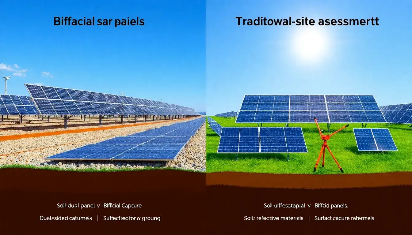 What are the key differences in site assessment for bifacial solar panels compared to traditional ones