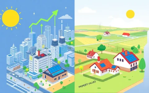 How do solar installations affect property values in urban areas compared to rural areas