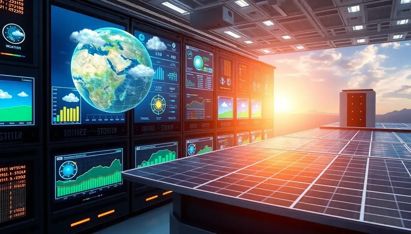 How does AI integrate real-time weather data to predict solar energy output