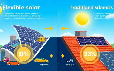 How does the efficiency of flexible solar panels compare to traditional ones