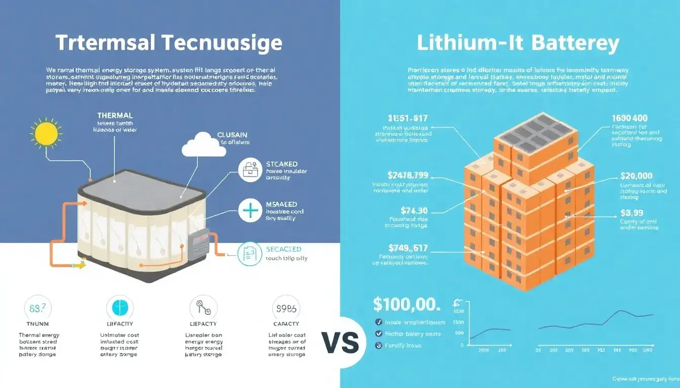 How does thermal energy storage compare to lithium-ion batteries in terms of cost-effectiveness