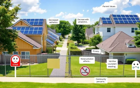 What factors influence the negative impact of solar arrays on property values