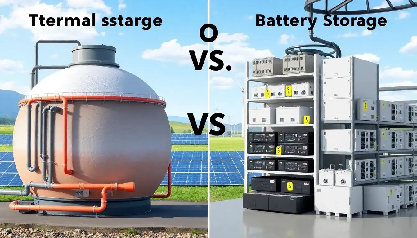 How does the cost of thermal energy storage compare to battery storage