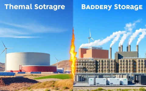 How does thermal energy storage compare to battery storage in terms of greenhouse gas emissions