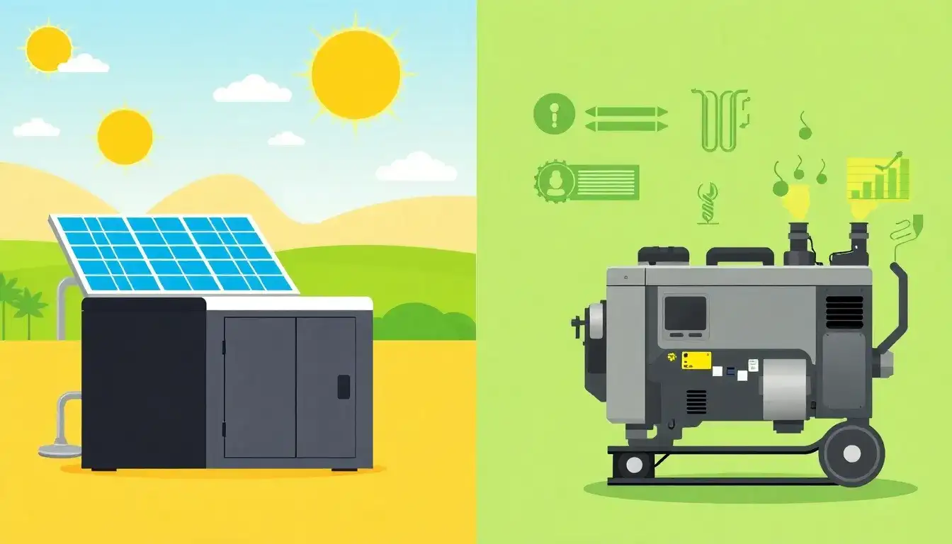 What are the main differences between solar battery storage and traditional backup generators