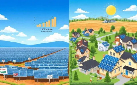 How do utility-scale solar projects impact property values compared to residential solar installations