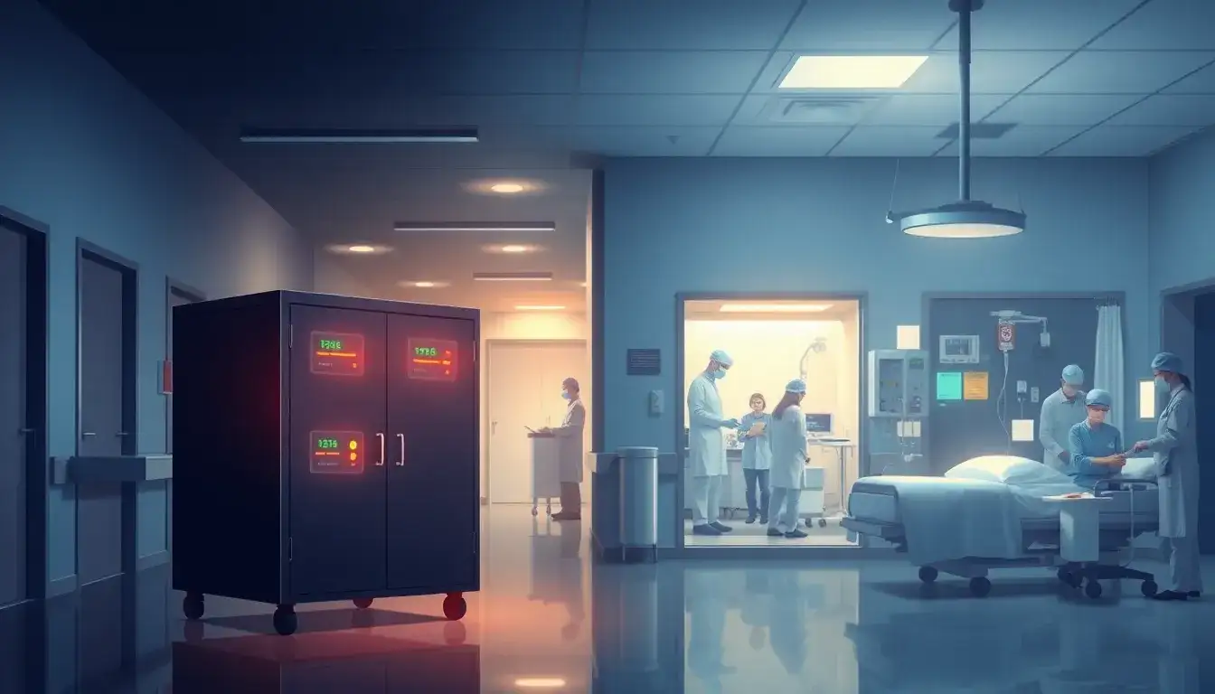What role do high-capacity batteries play in maintaining hospital operations during power outages