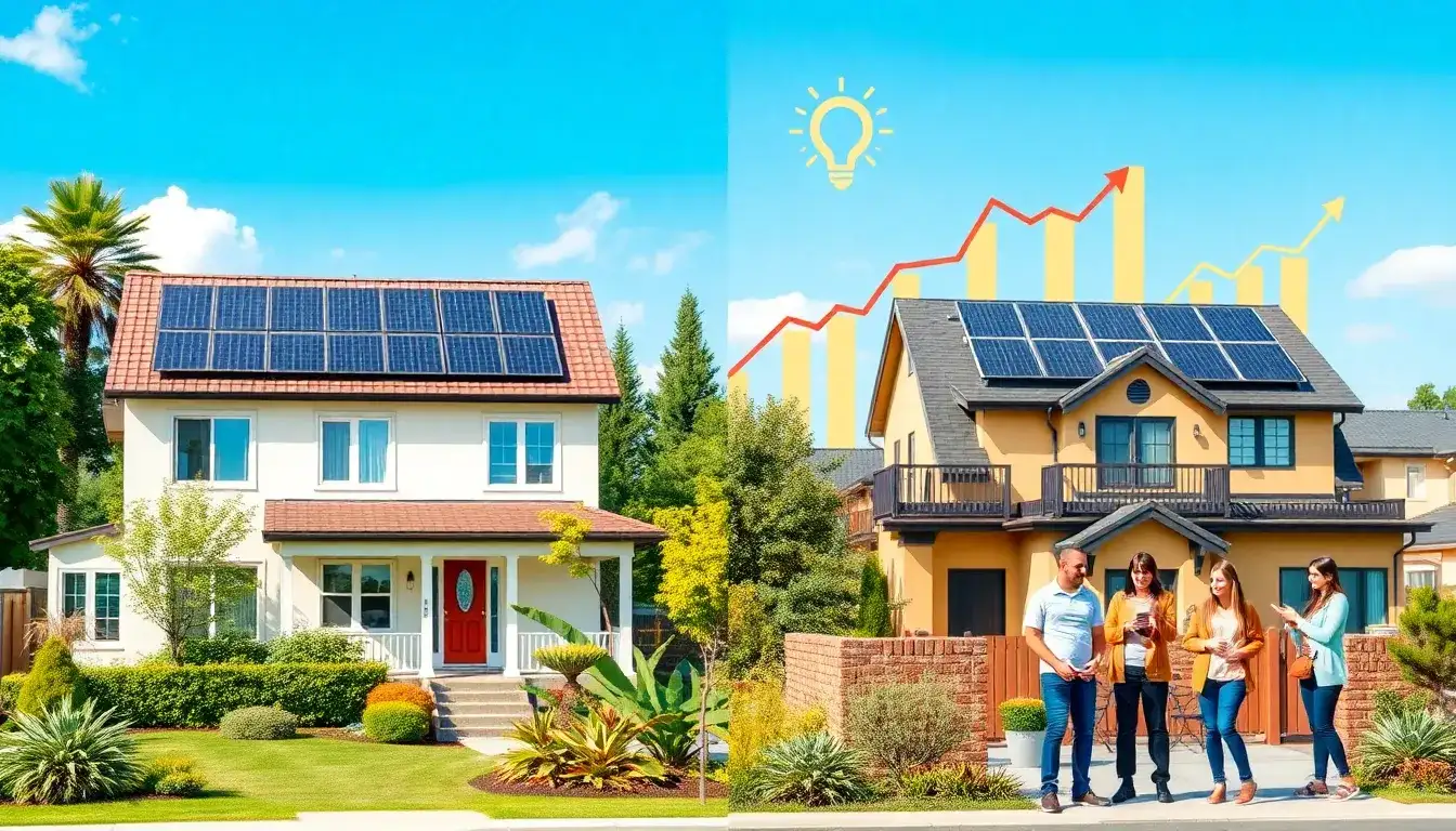 What factors influence the property value increase from solar installations