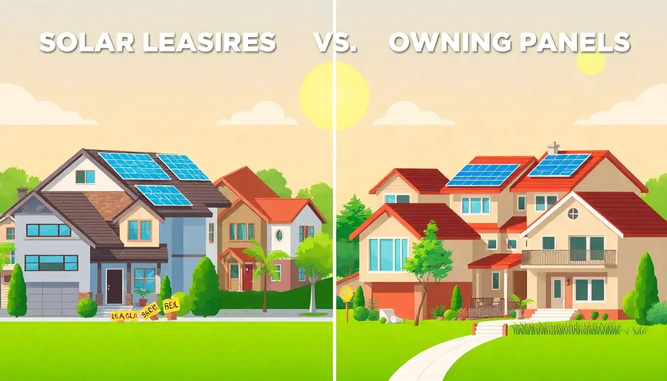 How do solar leases affect property values differently than owning solar panels