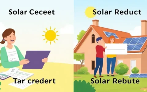 What are the main differences between a solar tax credit and a solar rebate