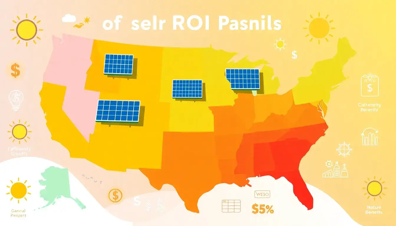 How does the ROI of solar panels vary by state