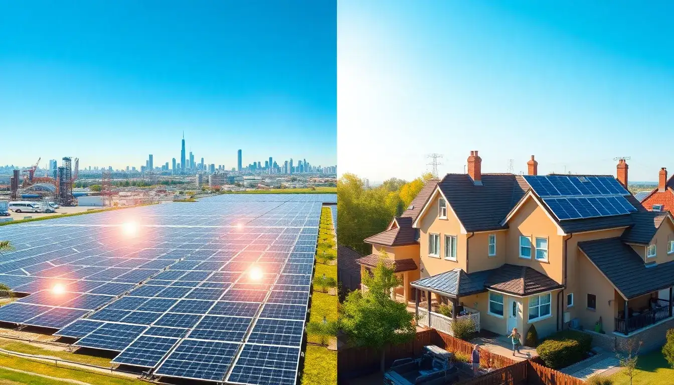 How does the efficiency of commercial solar panels compare to residential ones