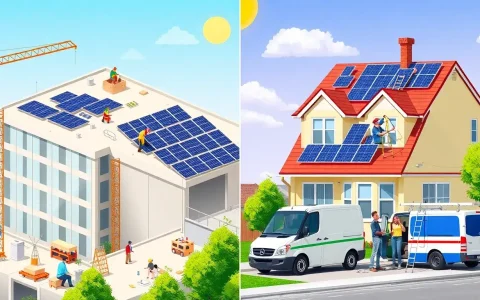 What are the typical installation times for commercial vs residential solar systems