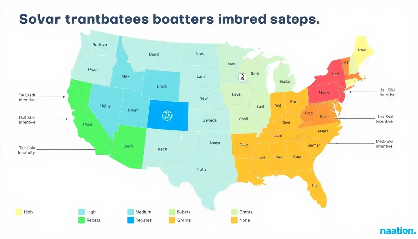 How do solar battery incentives vary between different states