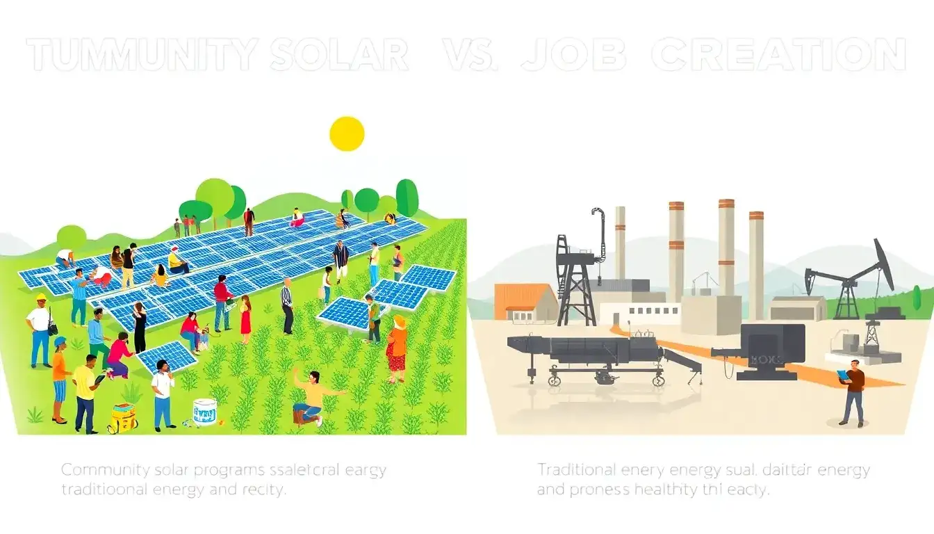 How do community solar initiatives compare to traditional energy projects in terms of job creation