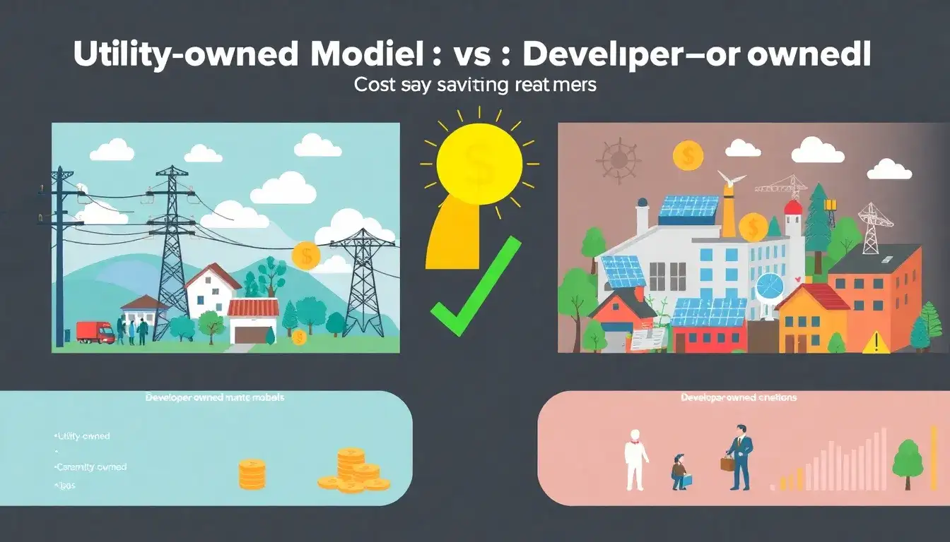 How does the utility-owned model compare to the developer-owned model in terms of cost savings for consumers