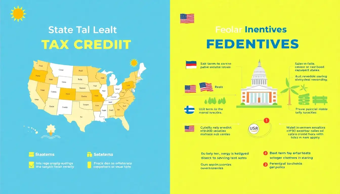 What are the differences between state-level solar tax credits and federal incentives