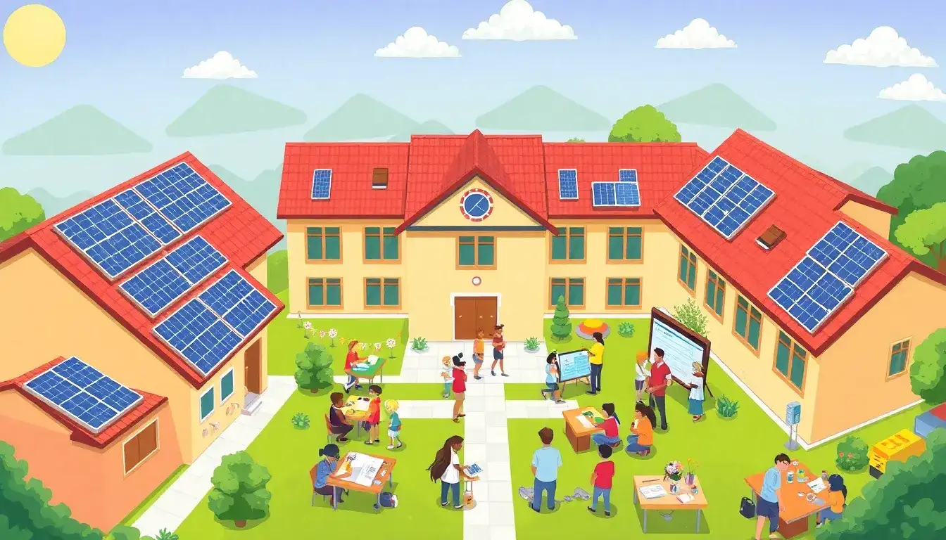 How can schools overcome the initial cost barrier for solar energy installations