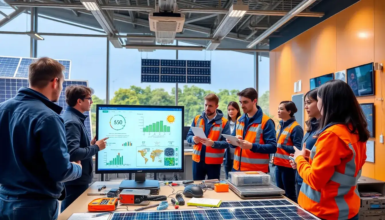 How can educational institutions train staff to maintain and manage solar energy systems