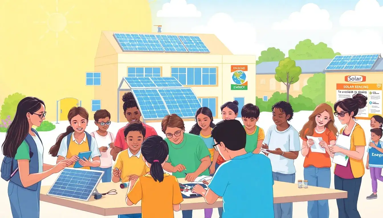 How do community partnerships enhance the effectiveness of solar energy education in schools