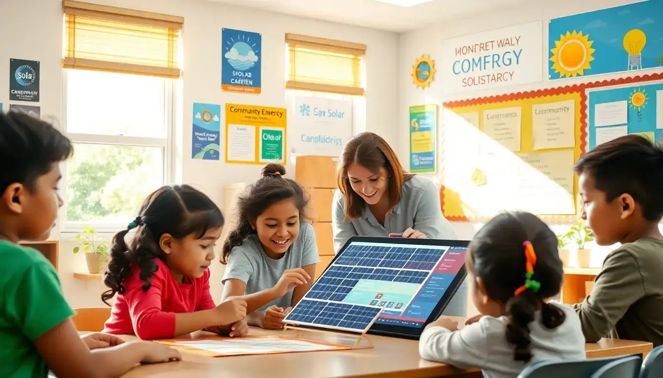 How can community partnerships help integrate solar energy education into the curriculum