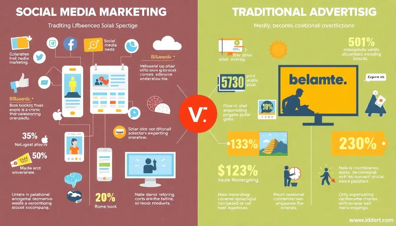 How does social media marketing compare to traditional advertising for solar companies