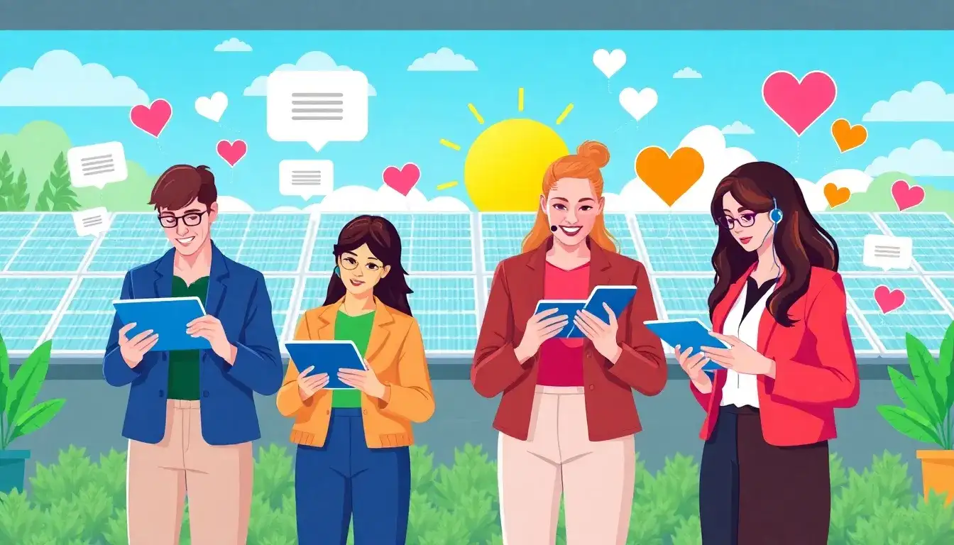 What role does social media play in improving customer service for solar businesses