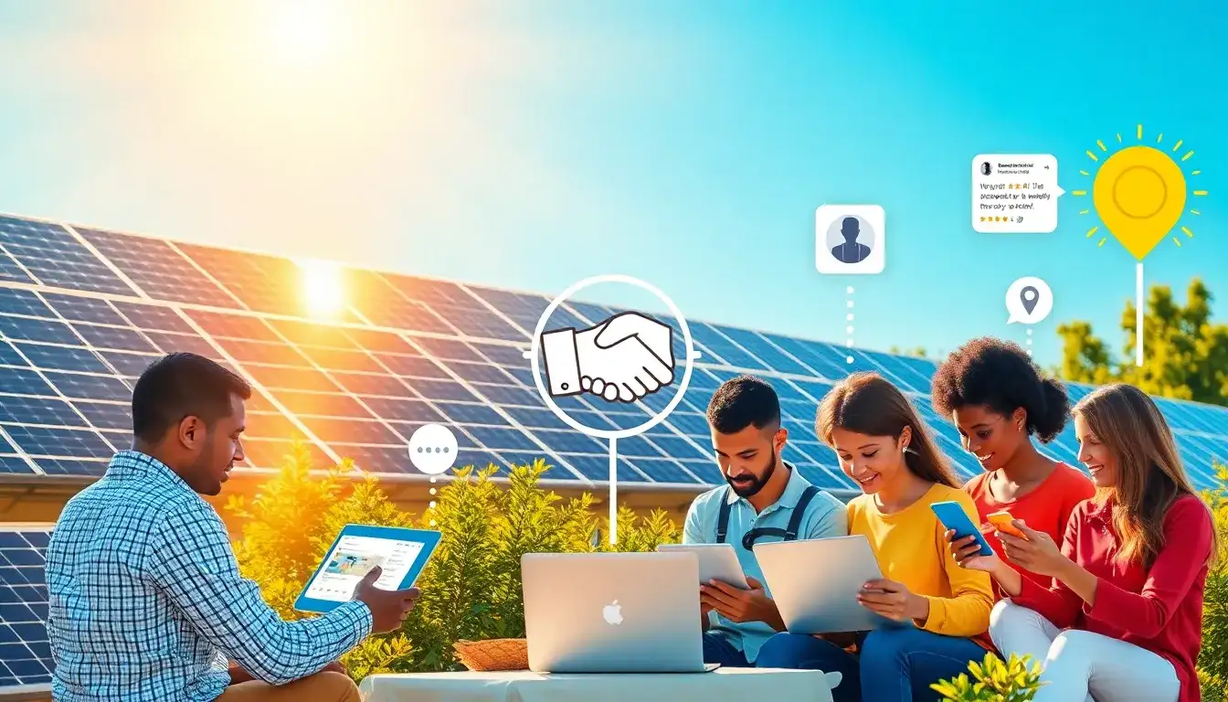 How can social media help solar businesses build trust with potential customers