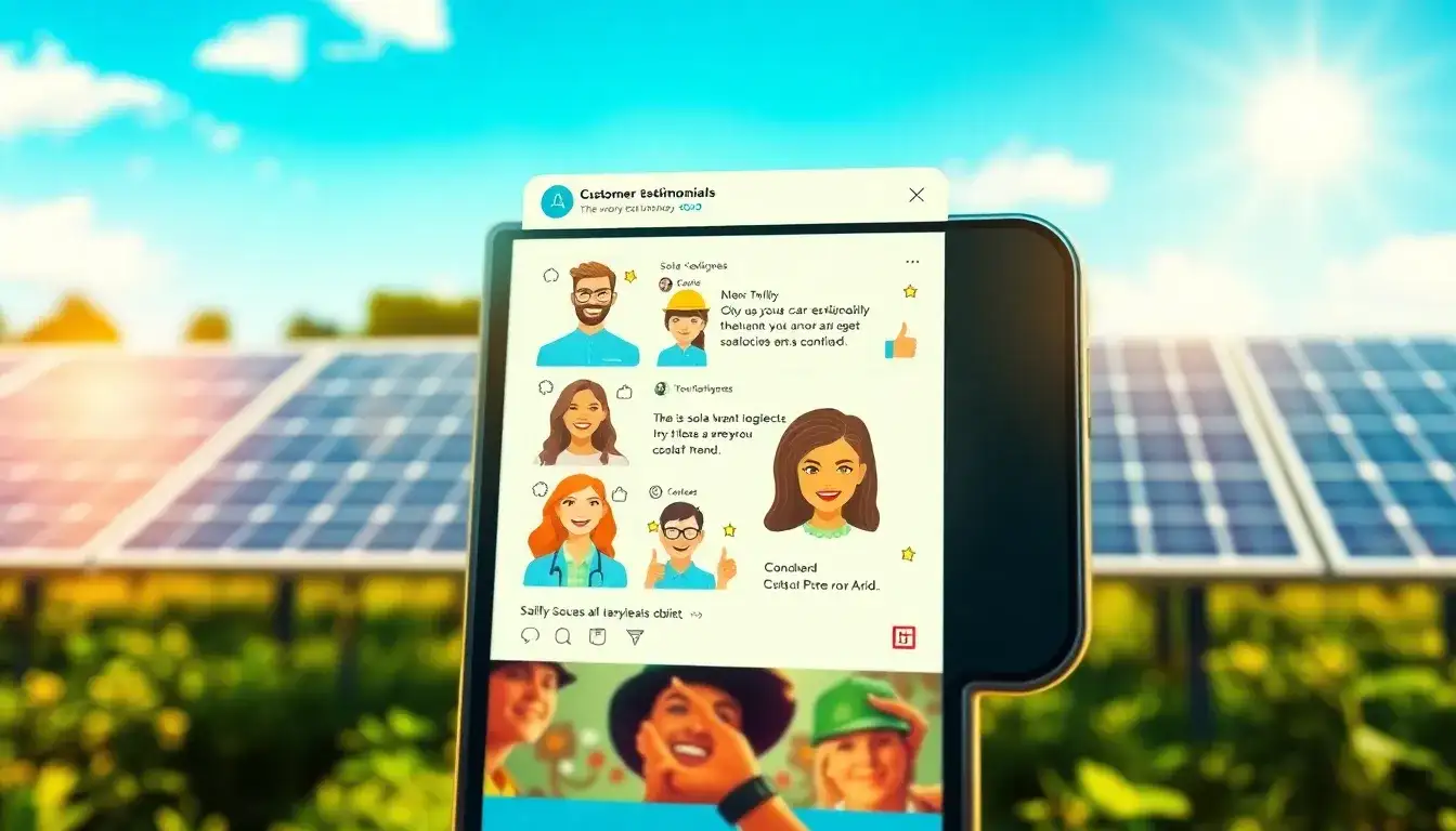 How can solar companies use customer testimonials to enhance their social media marketing