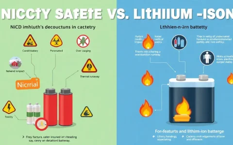 What are the safety concerns associated with nickel-cadmium batteries compared to lithium-ion batteries