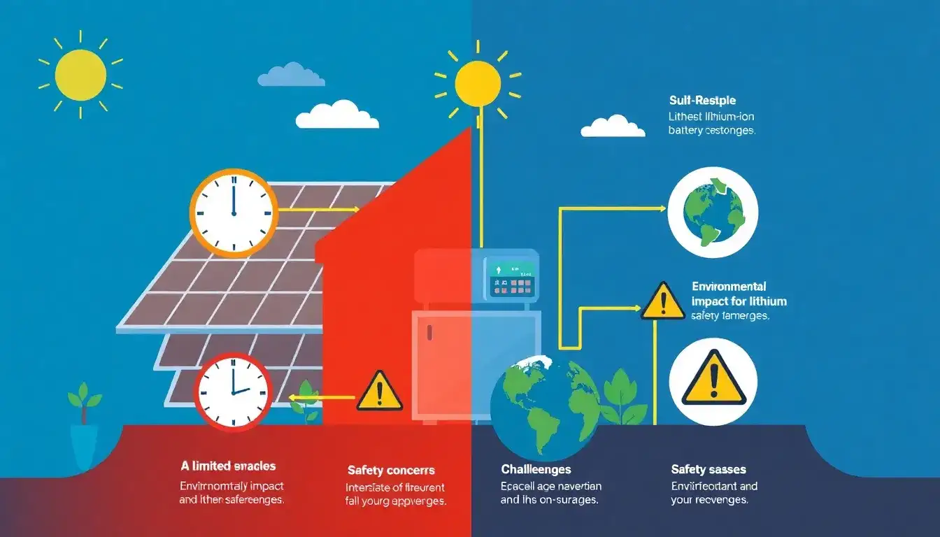 Are there any significant drawbacks to using lithium-ion batteries for solar energy storage