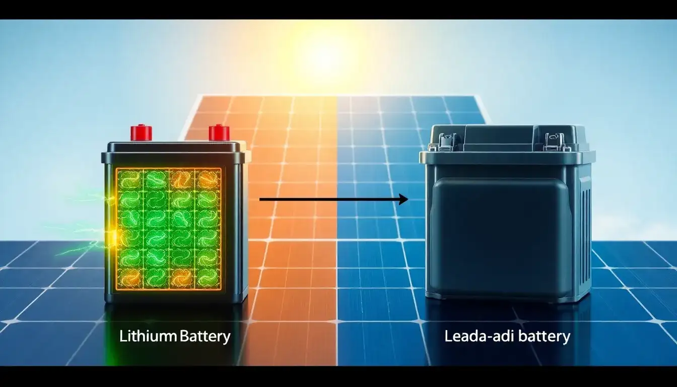 How does the energy density of lithium-ion batteries compare to lead-acid batteries used in solar systems