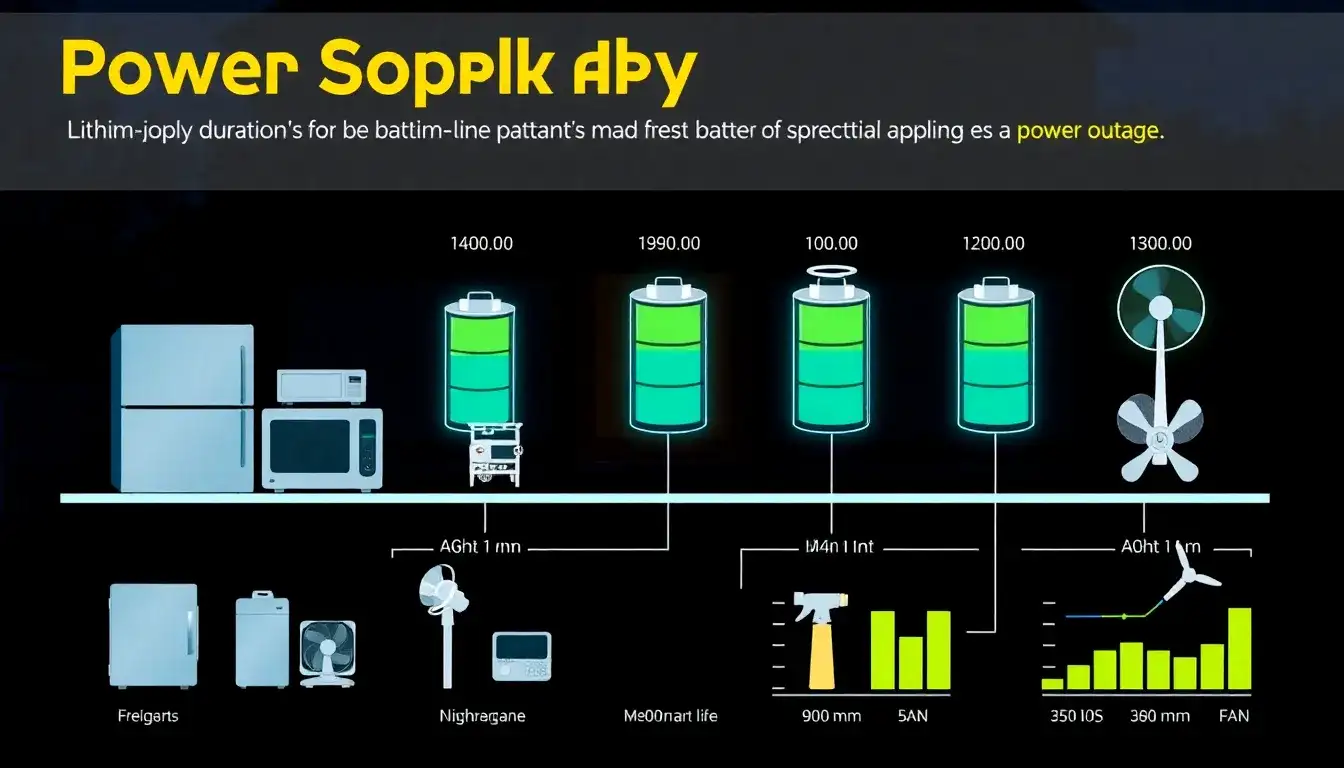 How long can lithium-ion batteries power essential appliances during an outage