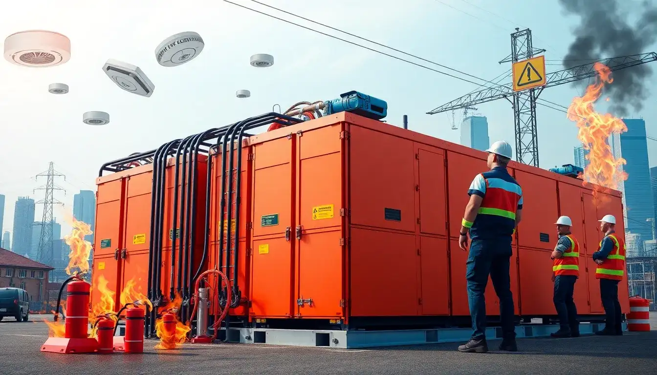 How do fire safety concerns impact the deployment of lithium-ion batteries in grid-scale systems