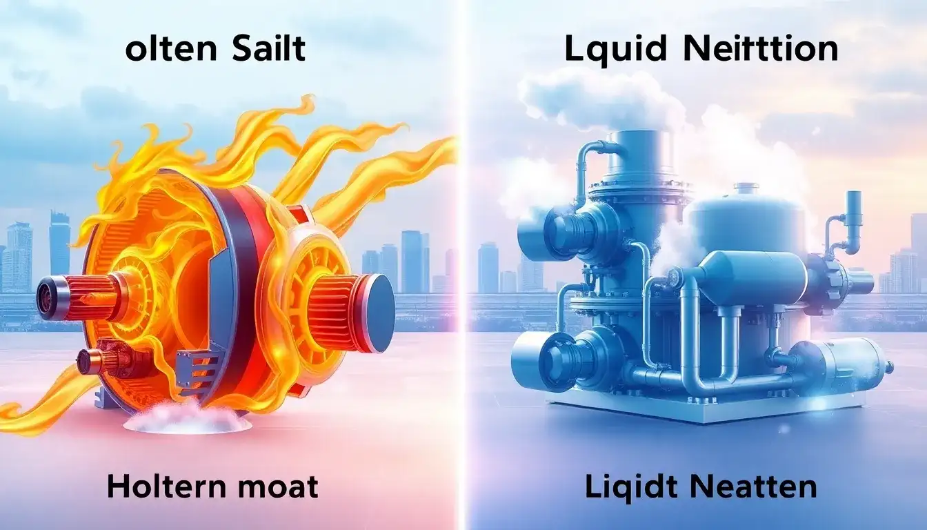How does the efficiency of molten salt compare to liquid nitrogen engines