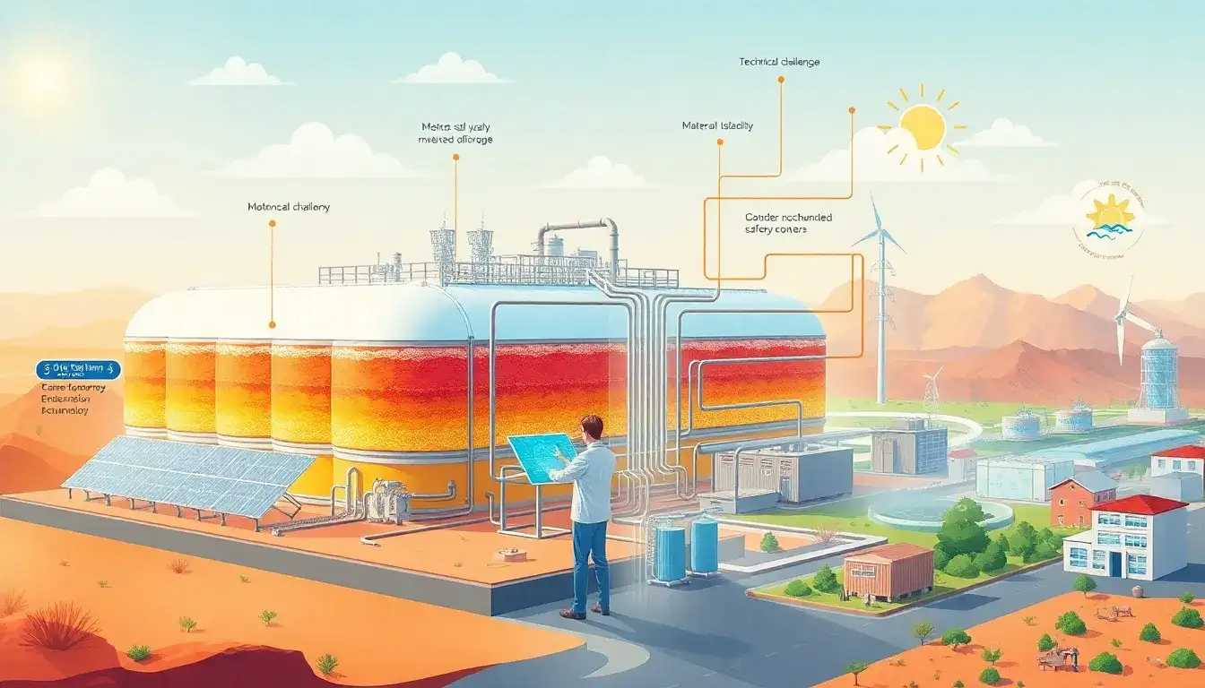 What are the main challenges in implementing molten salt energy storage systems