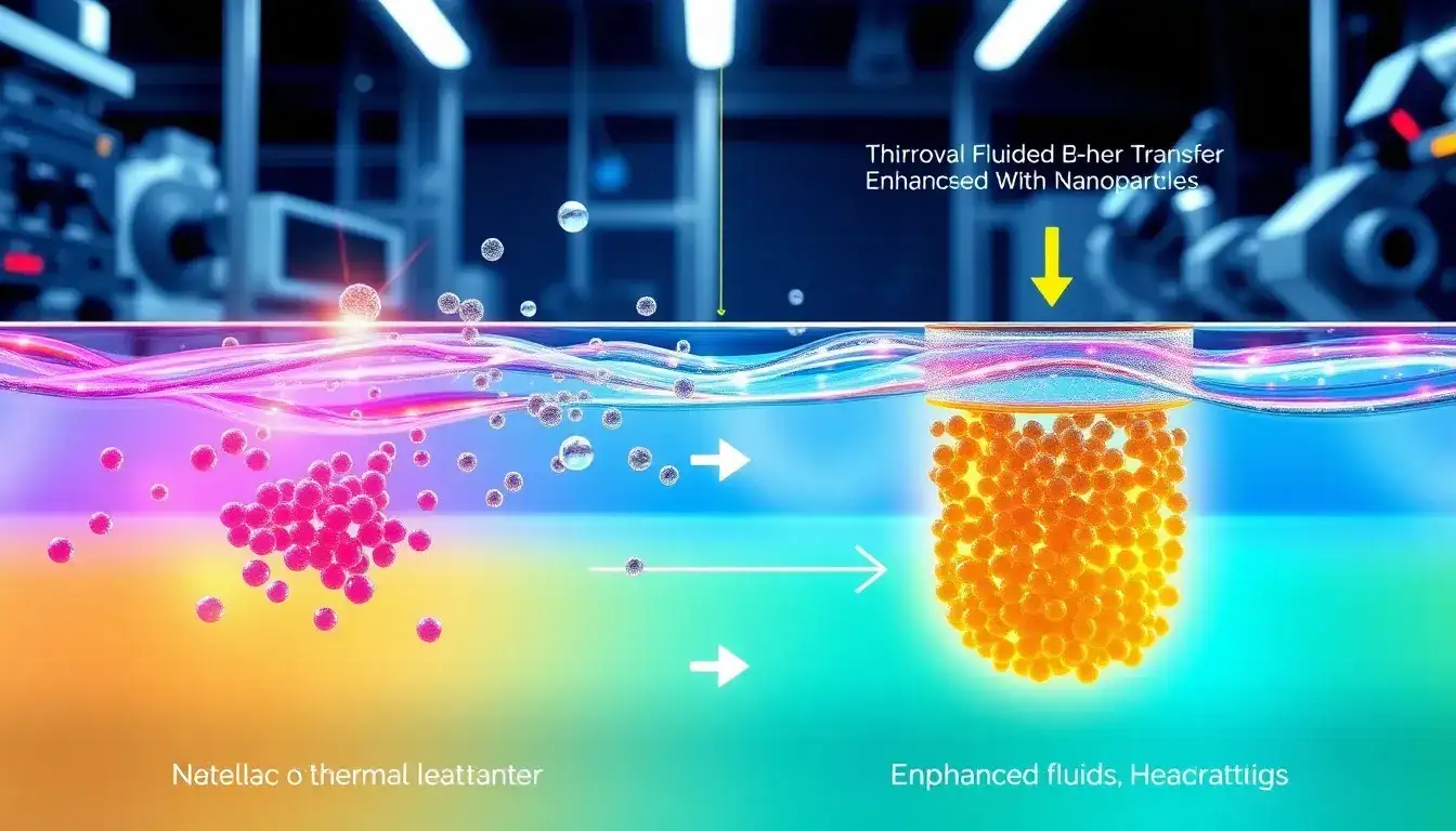 How do nanoparticles improve the thermal conductivity of heat transfer fluids