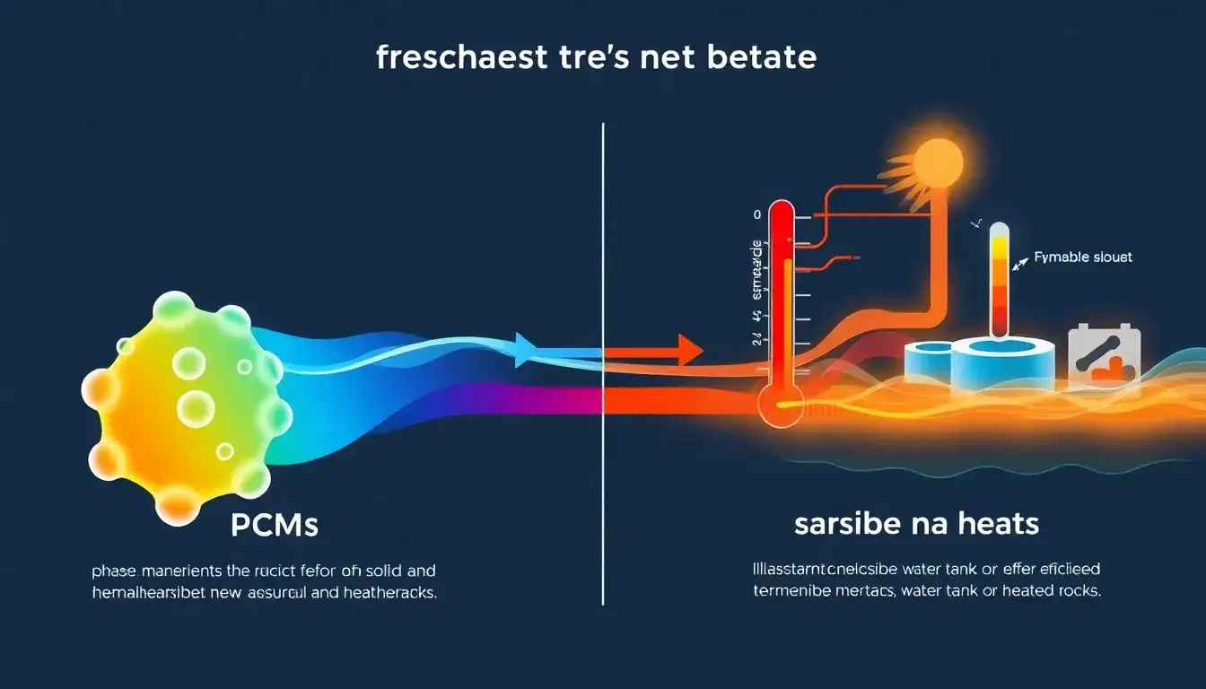 How do phase change materials (PCMs) compare to sensible heat storage in terms of efficiency
