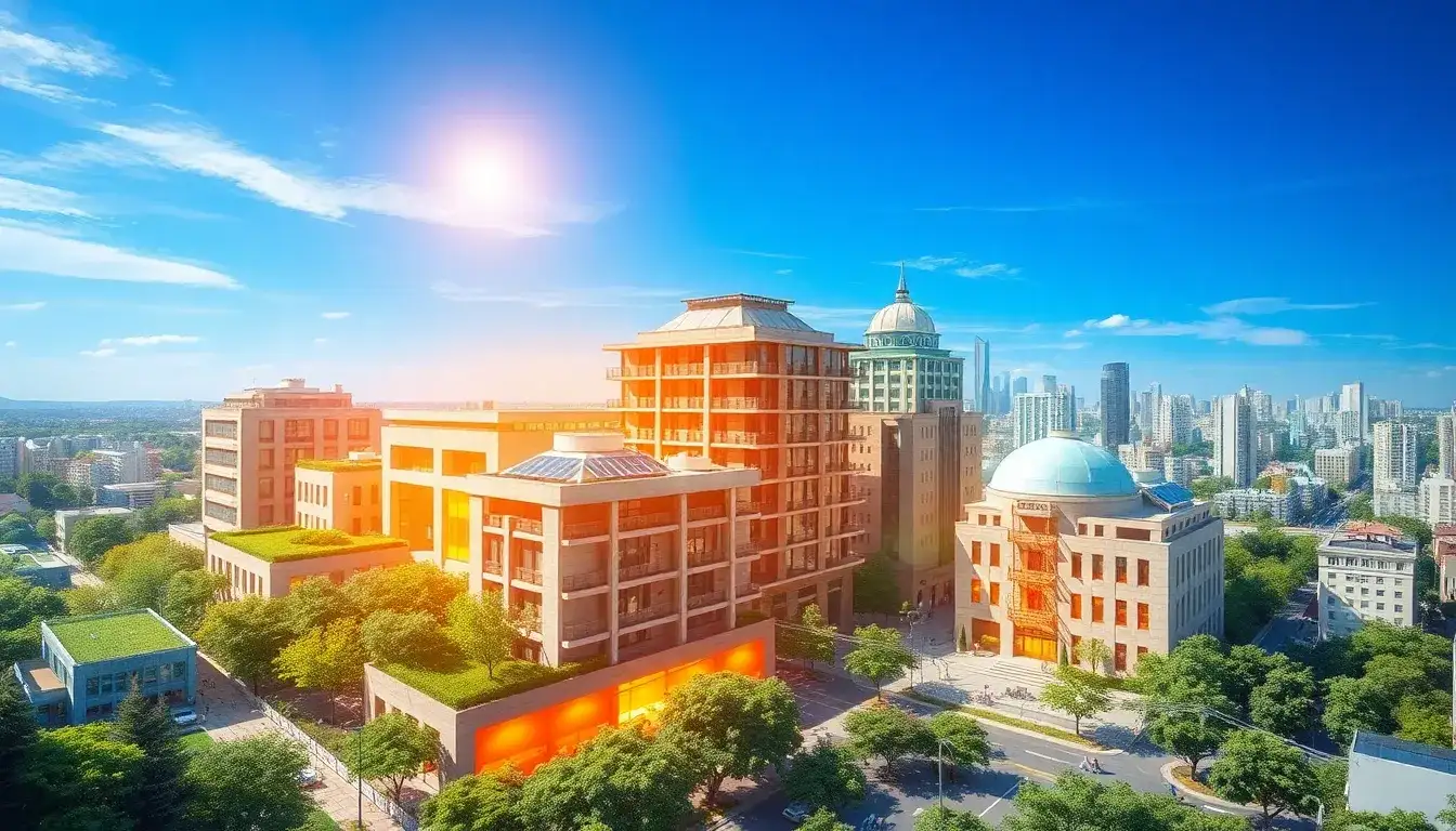 How does thermal energy storage contribute to reducing the urban heat island effect