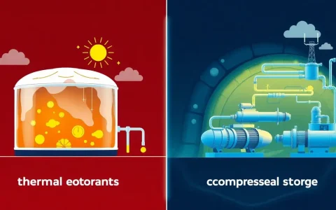 How does the cost of thermal energy storage compare to compressed air storage