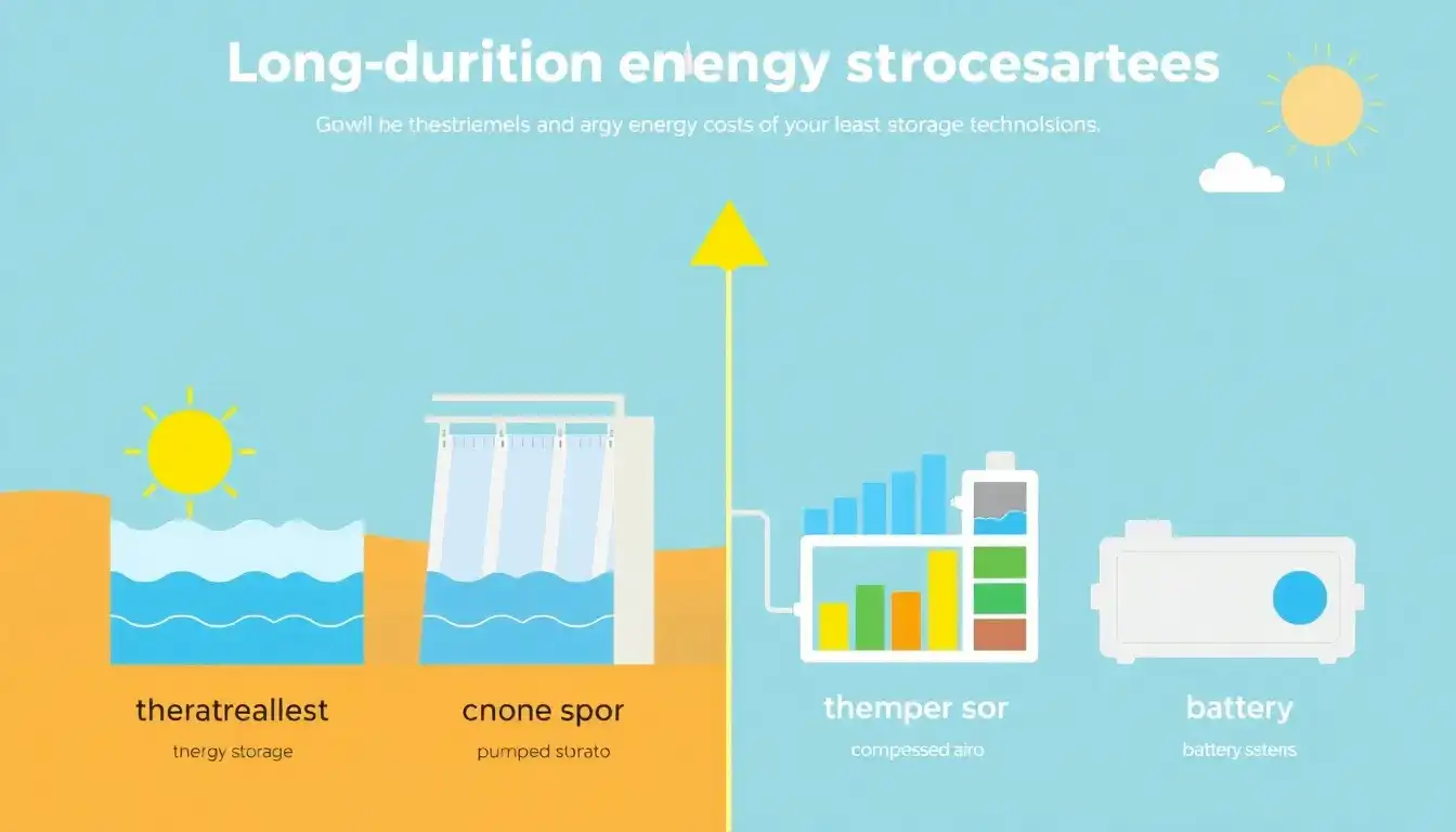 How does the cost of thermal energy storage compare to other long-duration energy storage technologies